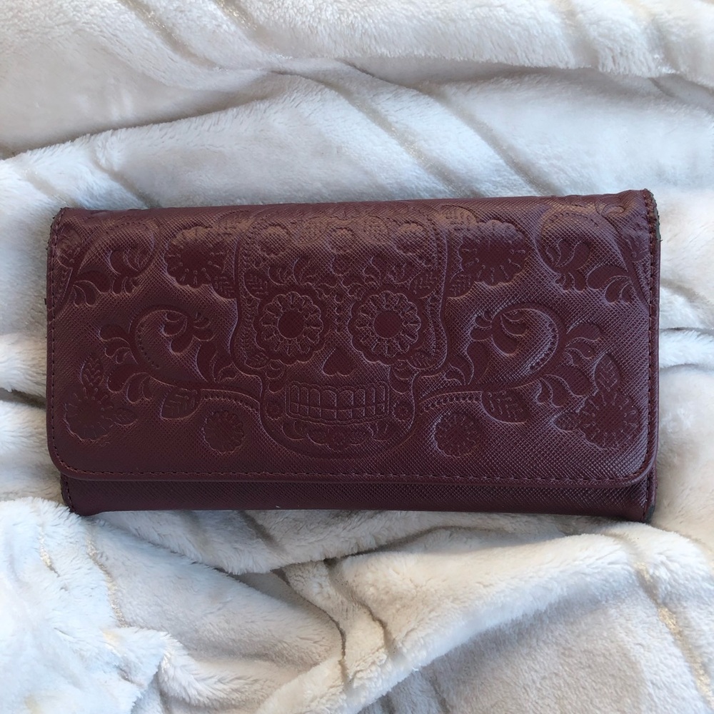 Red loungefly sugar skull wallet